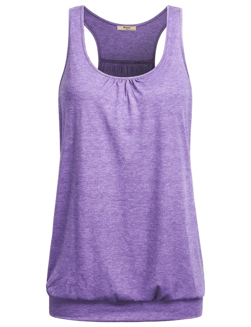 Miusey Athletic Tank Tops for Women Sleeveless Round Neck Loose Fit Racerback Workout Tank Top to Hide Belly Maternity Workout Tops (Large, Light Purple) - Image 1